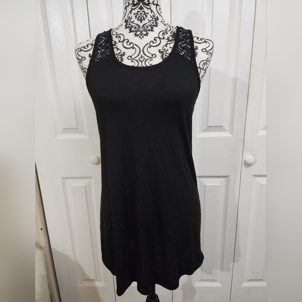 Xhilaration Black Lace Crochet Back Racerback Swim Cover Up